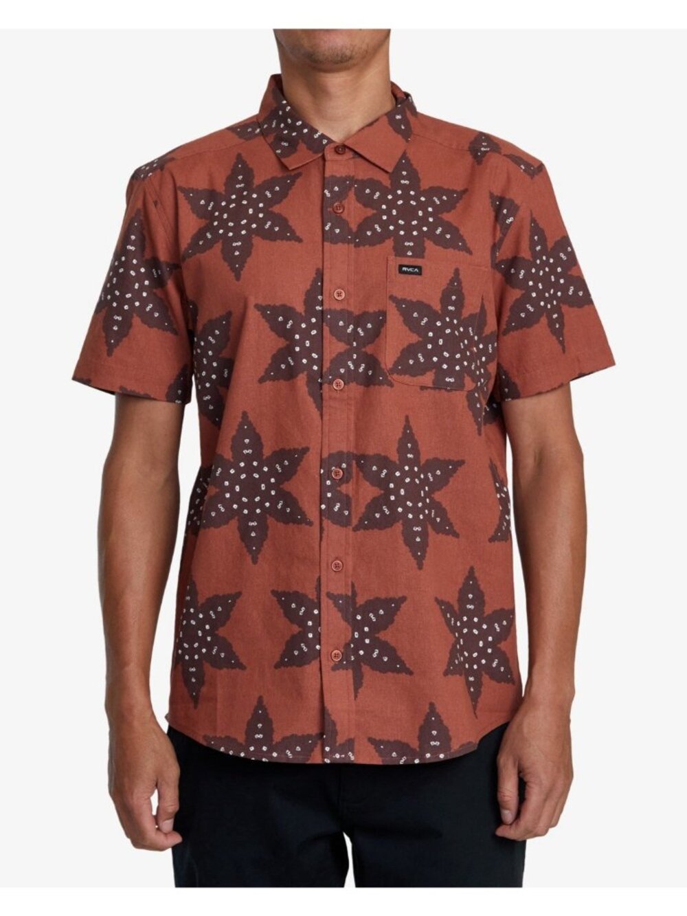 $60 RVCA Men’s Vacationist Short Sleeves Shirt Button-Up Stretch Size L